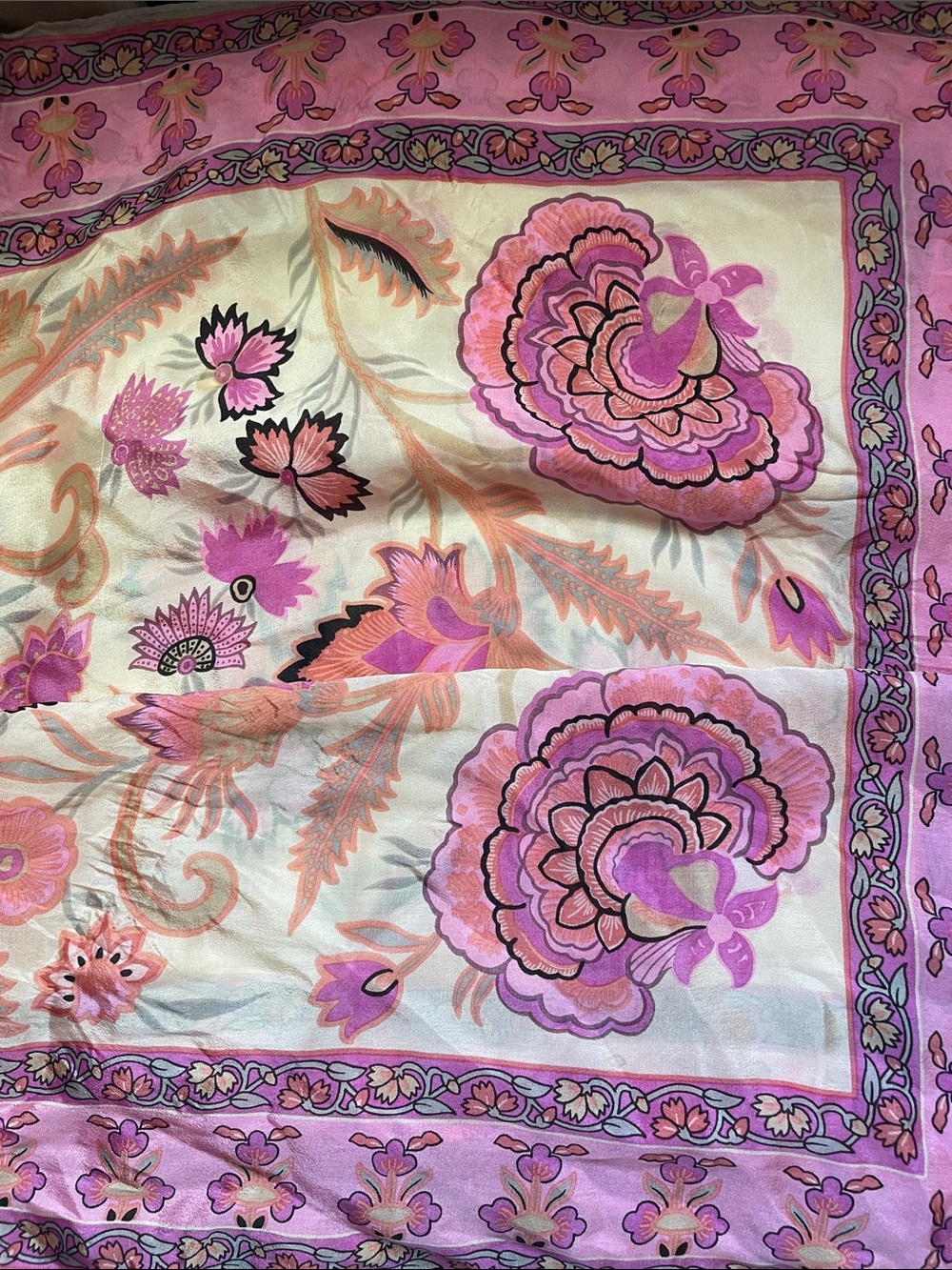 VTG SILK SCARF FLORAL PINK